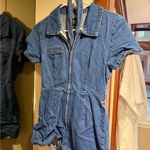 Urban Outfitters Blue Denim Short Sleeve Romper
